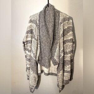 Loft gray/white cascade cardigan sweater